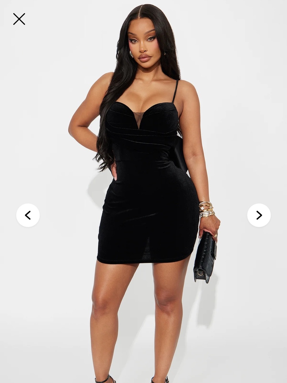 Fashion Nova Black Velvet Mini Dress